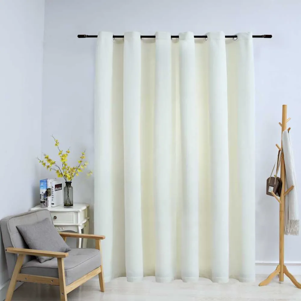 Cortina blackout com argolas em metálico 290x245 cm veludo creme