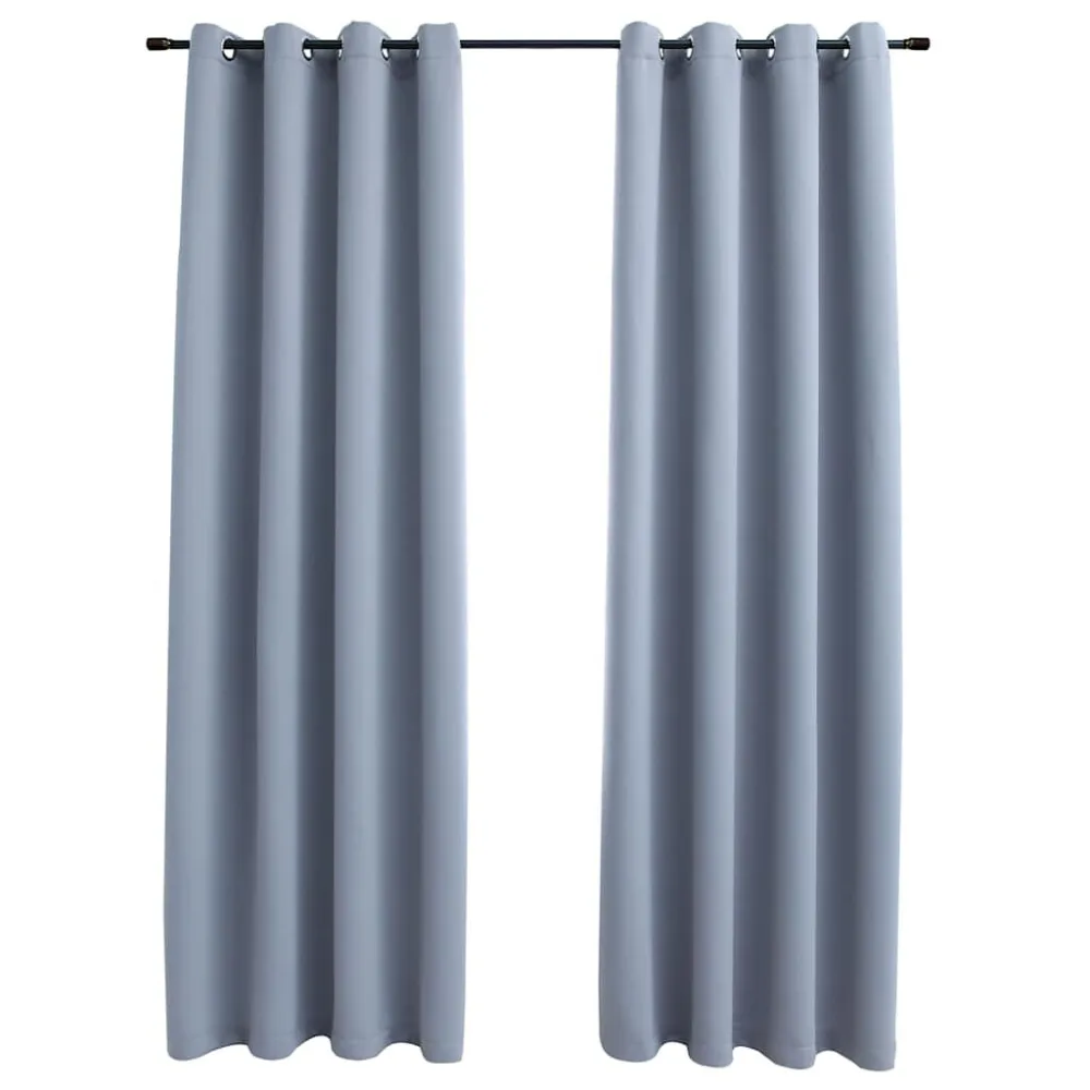 Cortinas blackout com argolas em metálico 2 pcs 140x175 cm cinzento