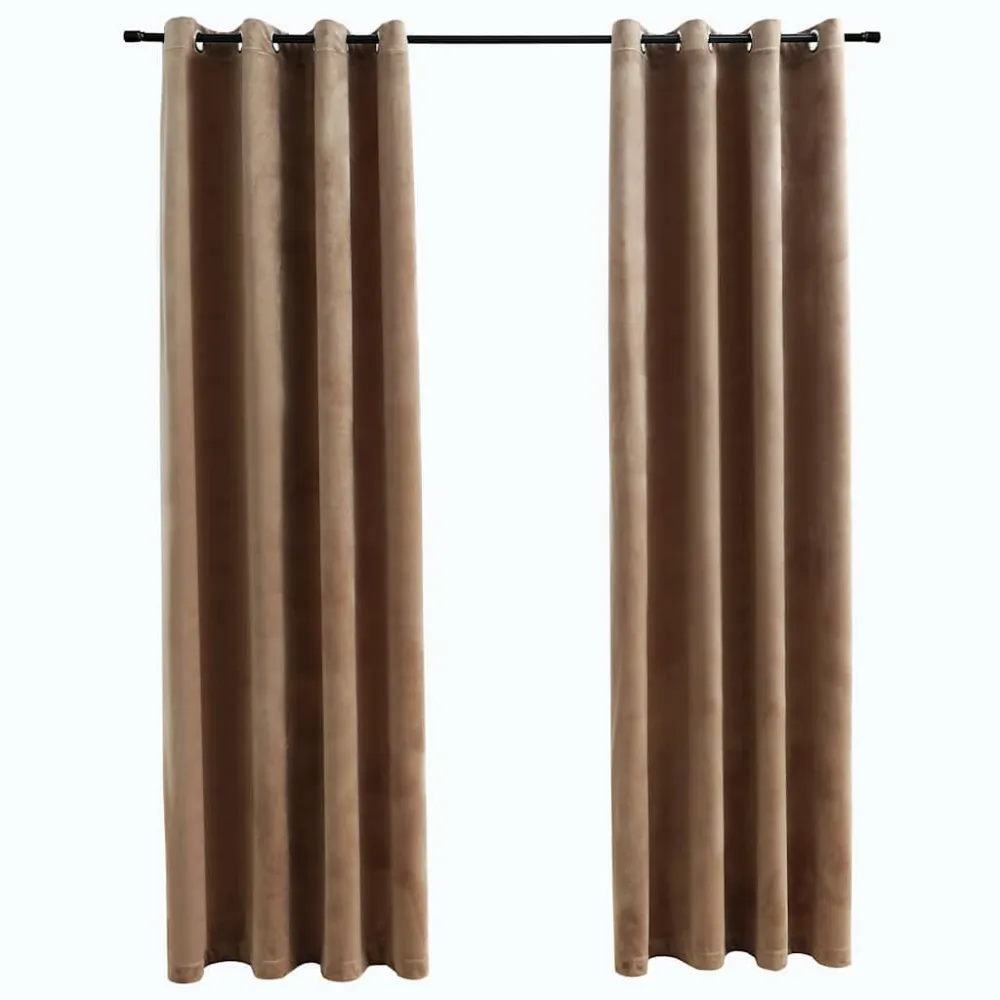 Cortinas blackout com argolas 2 pcs 140x175 cm veludo bege
