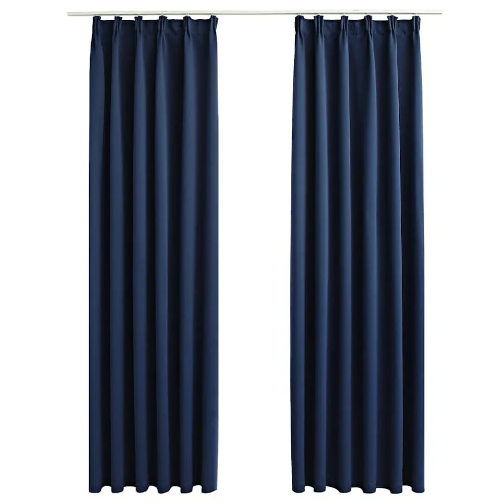 Cortinas blackout com ganchos 2 pcs 140x175 cm azul