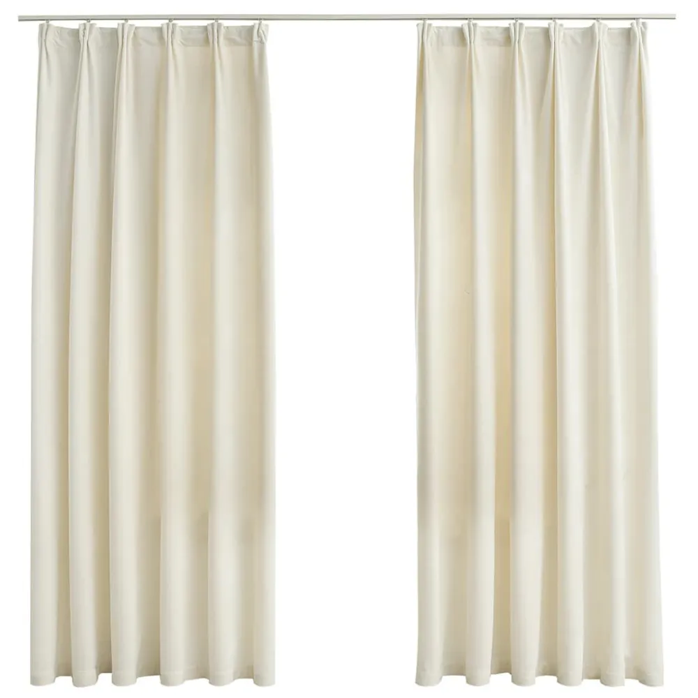 Cortinas blackout com ganchos 2 pcs 140x175 cm veludo cor creme