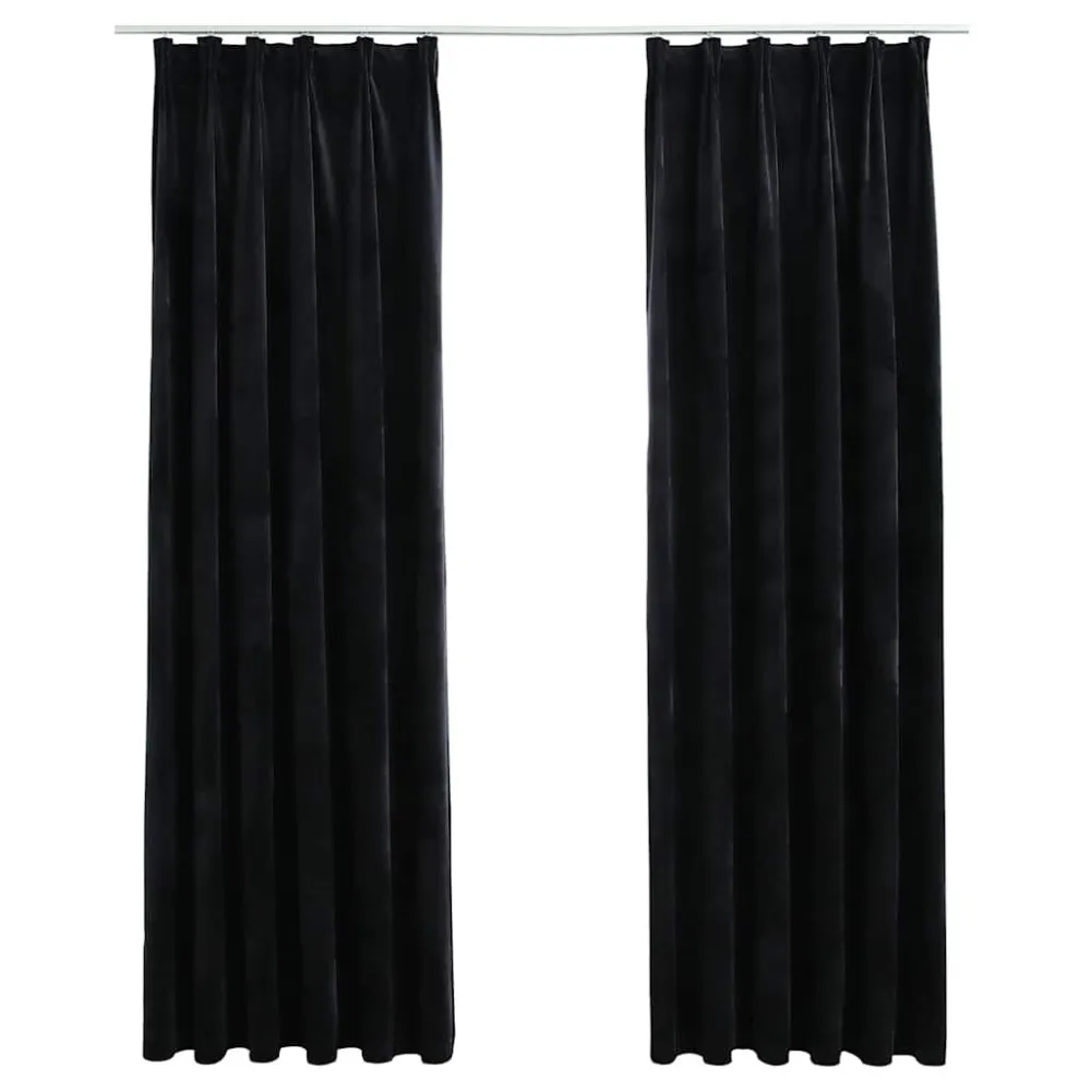 Cortinas blackout com ganchos 2 pcs 140x225 cm veludo preto