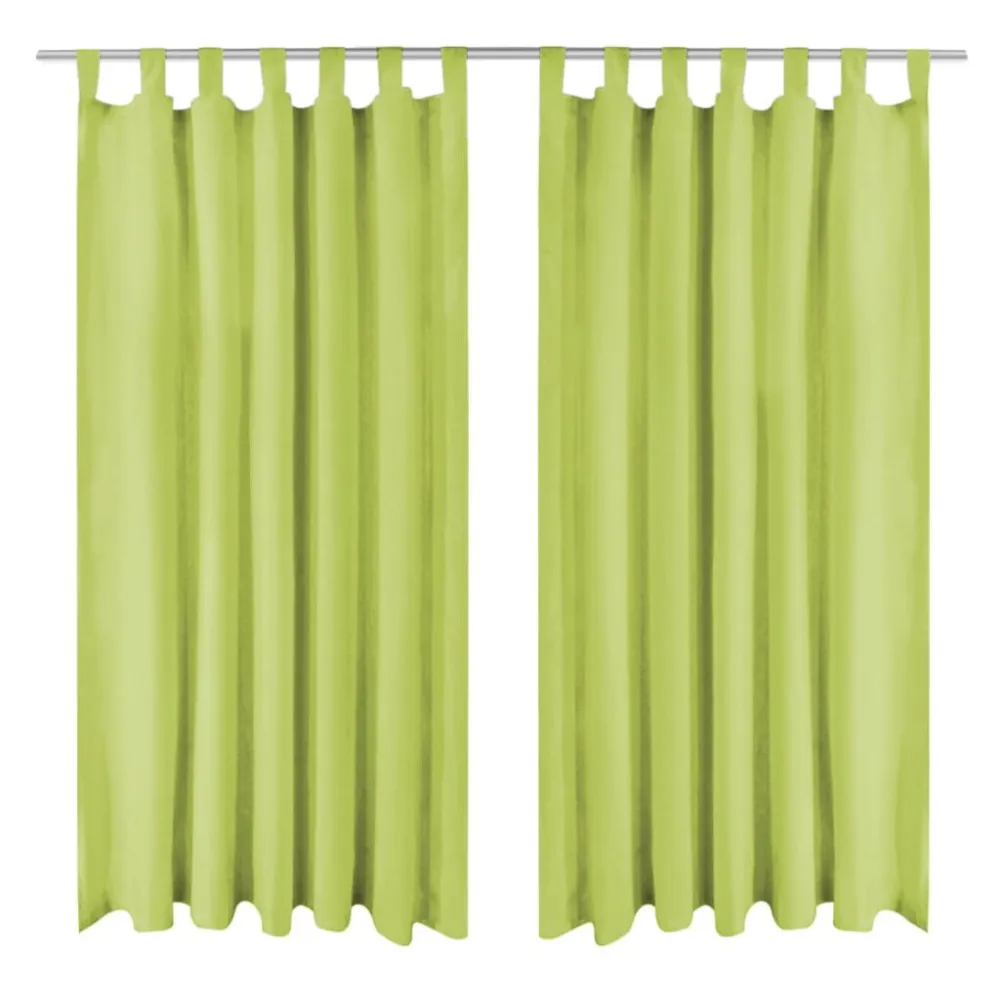 Cortinas de cetim com presilhas 2 pcs 140x225 cm verde com Controle Remoto