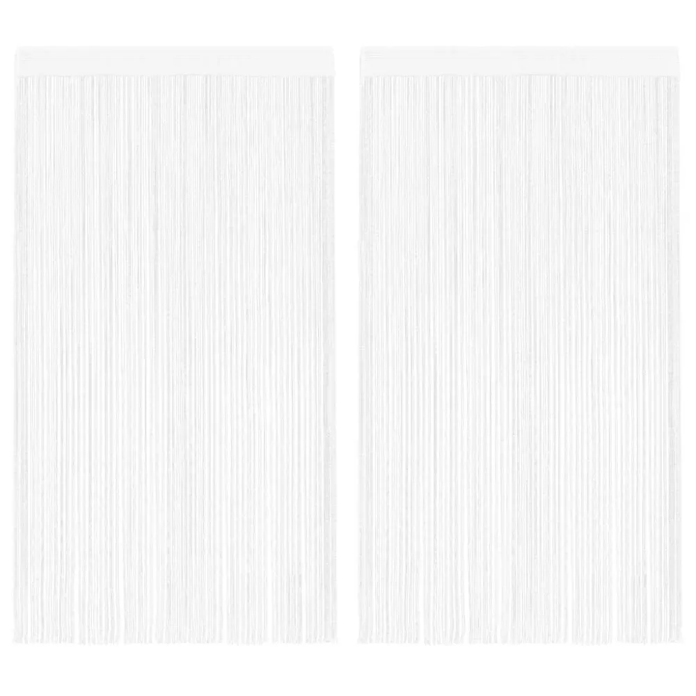 Cortinas de fios 2 pcs 100x250 cm branco
