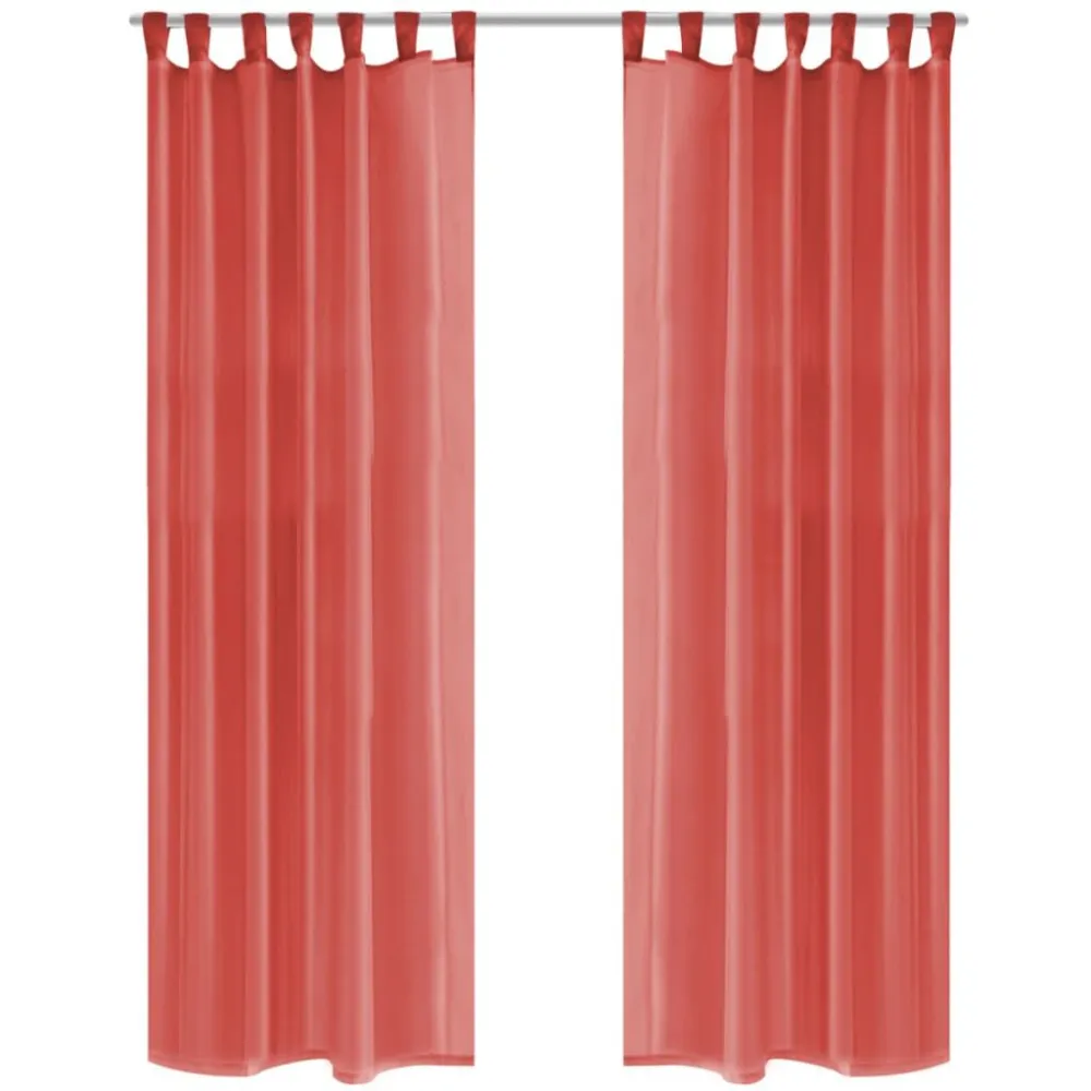 Cortinas em voile 2 pcs 140x225 cm vermelho