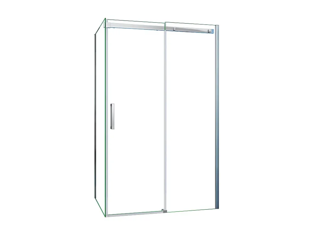 Porta de correr frontal e Painel lateral Perfil cromado Vidro temperado 6mm (1075-1095)x(983-1003)x1950mm-AICA
