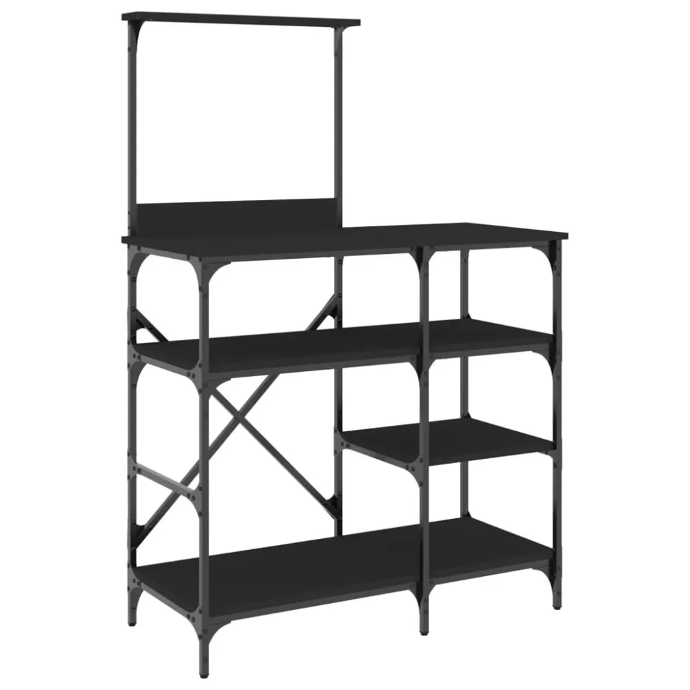 Ferramenta Longa Estante de cozinha 90x40x132 cm derivados madeira/metal preto