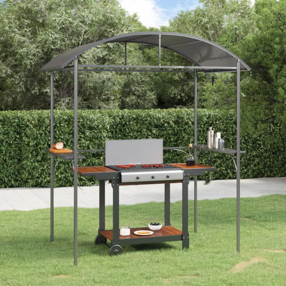Gazebo churrasco prateleiras laterais 220x115x230 ço antracite | ço Inox | Impermeável