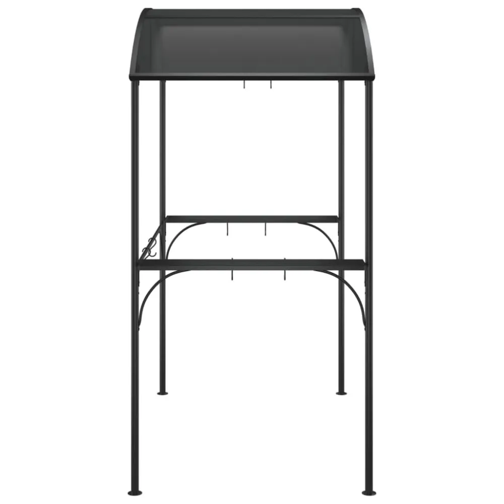 Gazebo churrasco prateleiras laterais 220x115x230 ço antracite | ço Inox | Impermeável