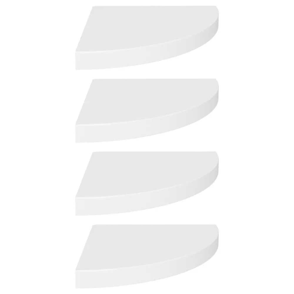 Caixa Decorativa de Prateleiras de canto suspensas 4 pcs 35x35x3,8 cm MDF branco