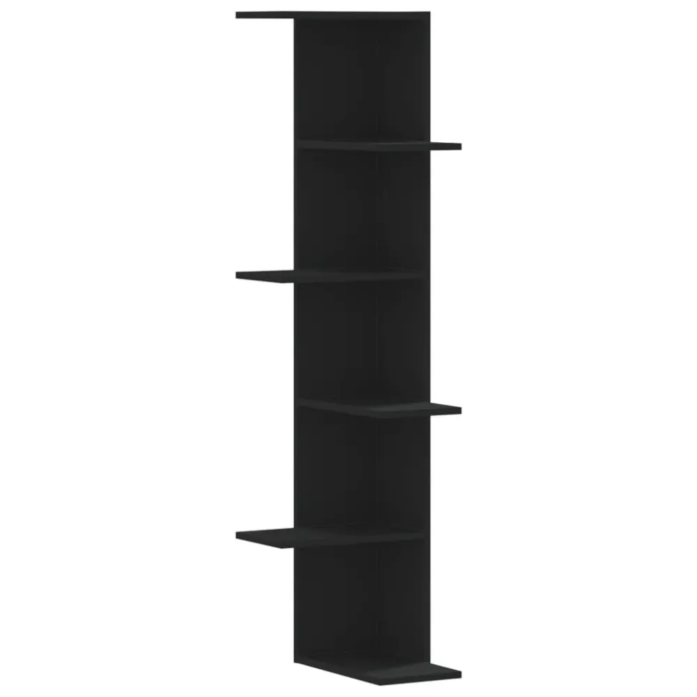 Estante parede para canto 36,5x36,5x140 cm deriv. madeira preto Fácil de Limpar