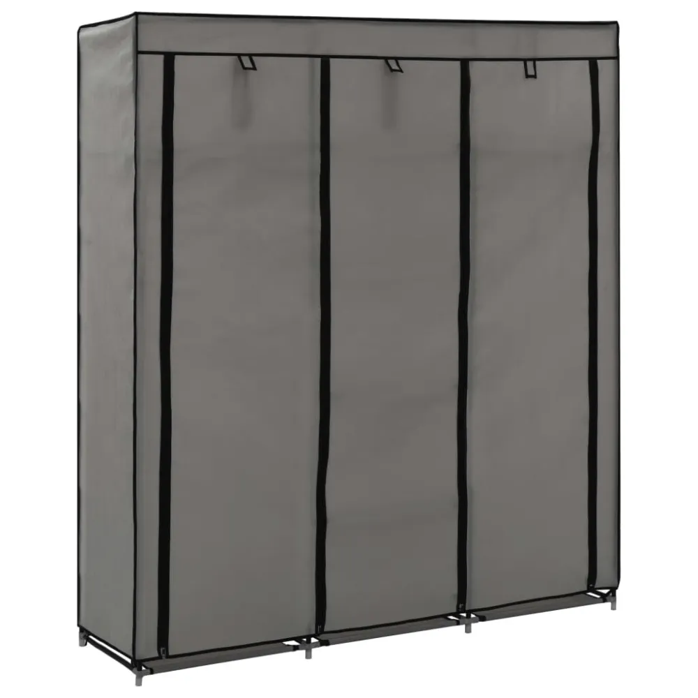 Roupeiro com compartimentos e varões 150x45x175 cm tecido cinza