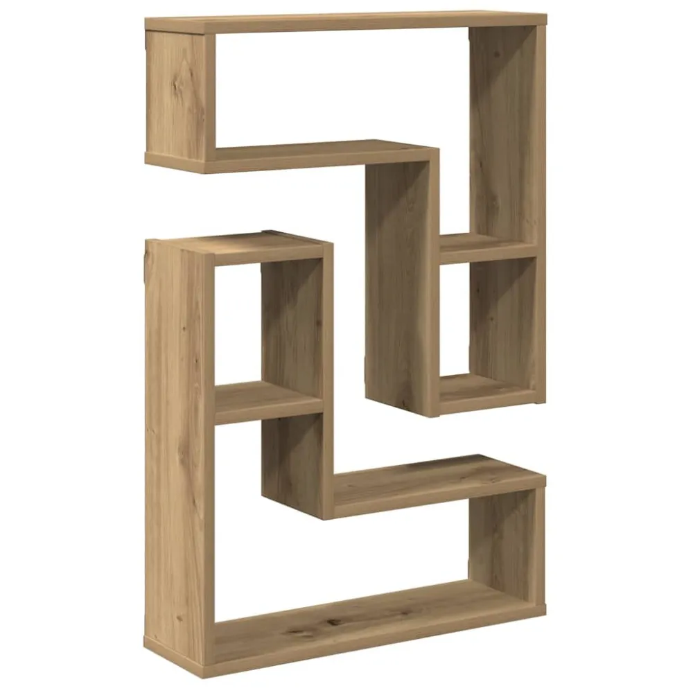 Prateleiras cubo 2 pcs derivados de madeira carvalho artisiano com Detalhes em Metal