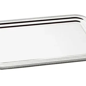 Prato de festa APS -CLASSIC-, 41 x 31 cm, metal, niquelado e cromado radiante, com decoração de linhas, borda enrolada, em...