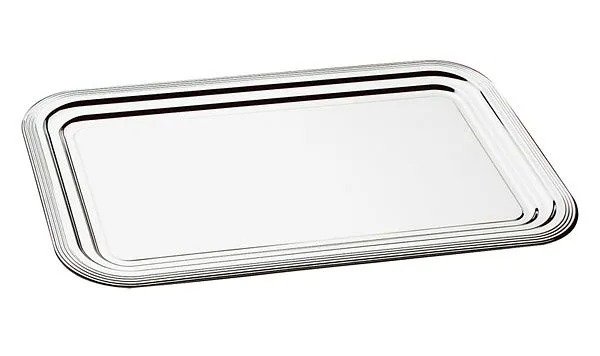 Prato de festa APS -CLASSIC-, 41 x 31 cm, metal, niquelado e cromado radiante, com decoração de linhas, borda enrolada, em...