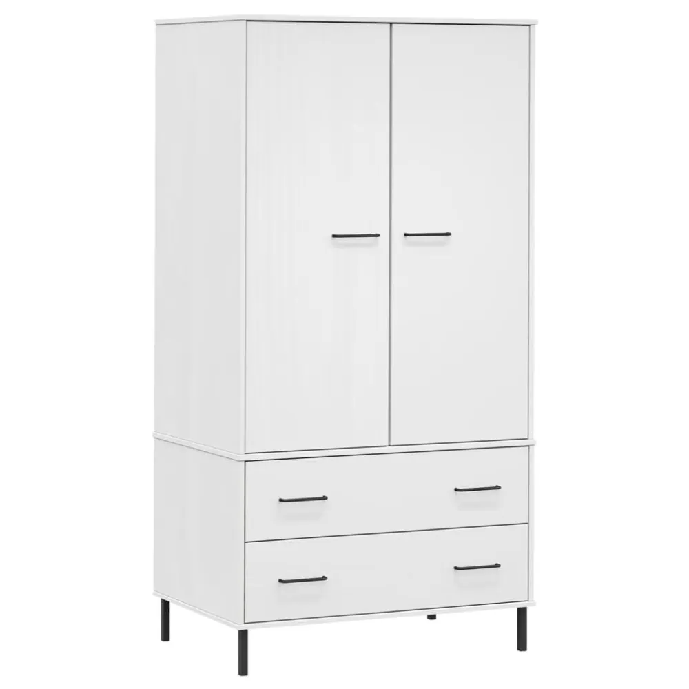 Roupeiro com pernas metálico 90x55x172,5 cm madeira OSLO branco com Rodízios
