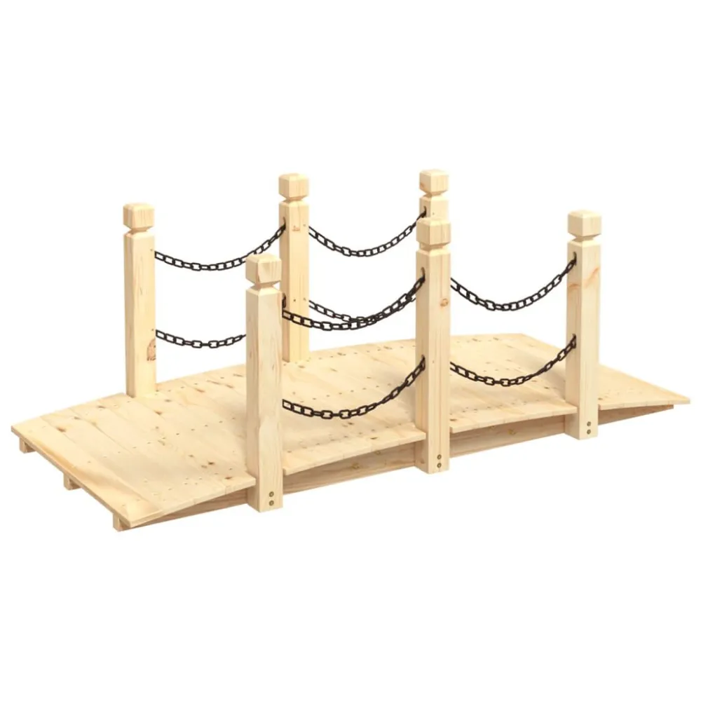 Ponte jardim com corrimões em corrente 150x67x56 cm abeto maciço