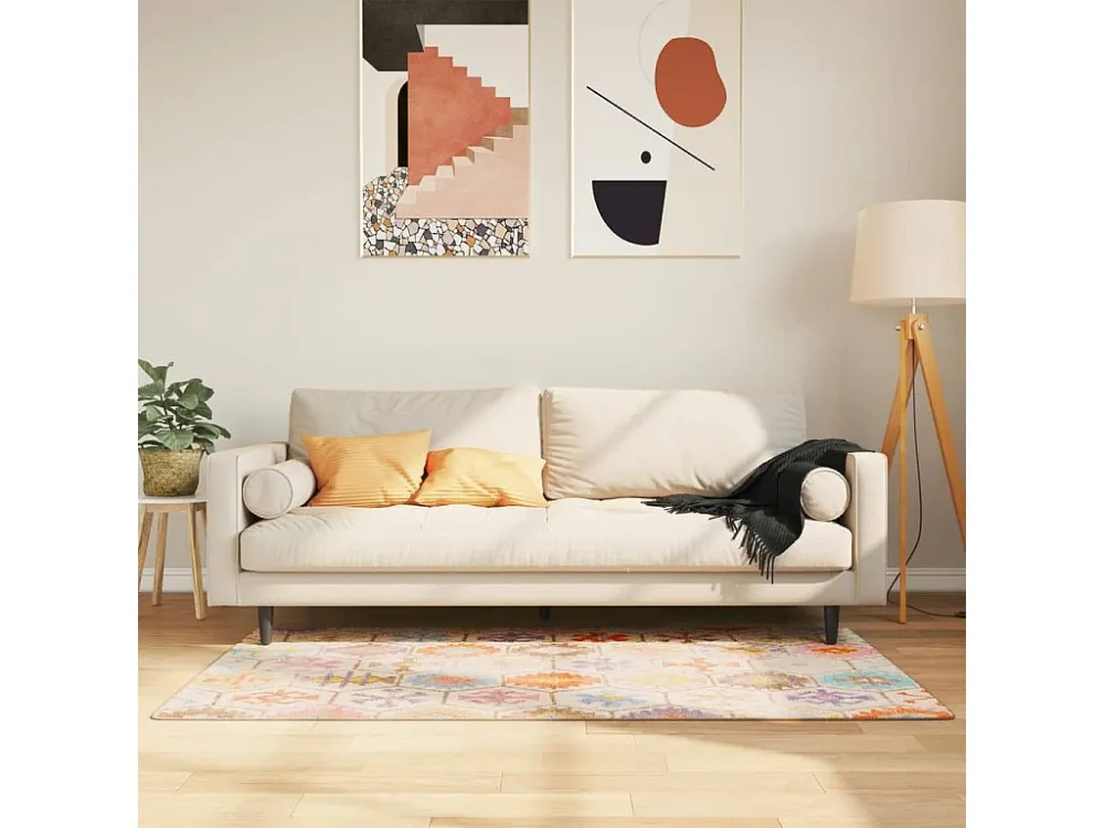 Tapete lavável antiderrapante 80x150 cm multicor em Branco