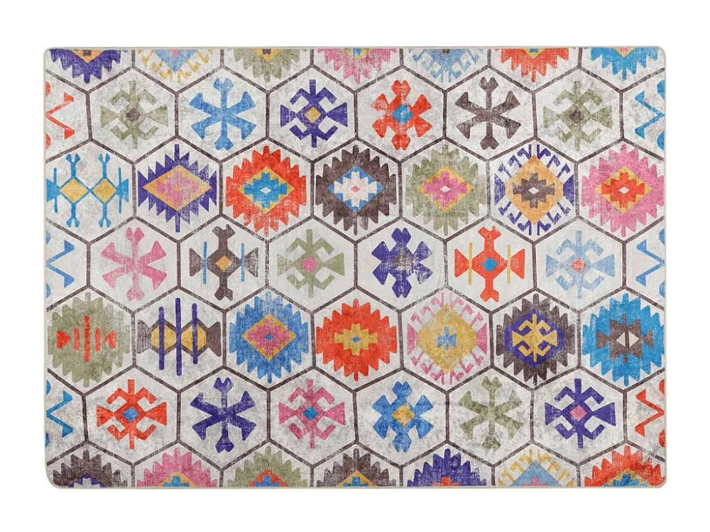 Tapete lavável antiderrapante 80x150 cm multicor em Branco