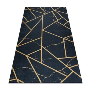 Topper de Colchão ANDRE 1222 Tapete Mármore, geométrico antiderrapante - preto 80x150 cm