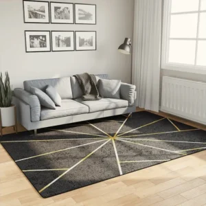 Topper de Memória Tapete lavável antiderrapante 160x230 cm preto e dourado
