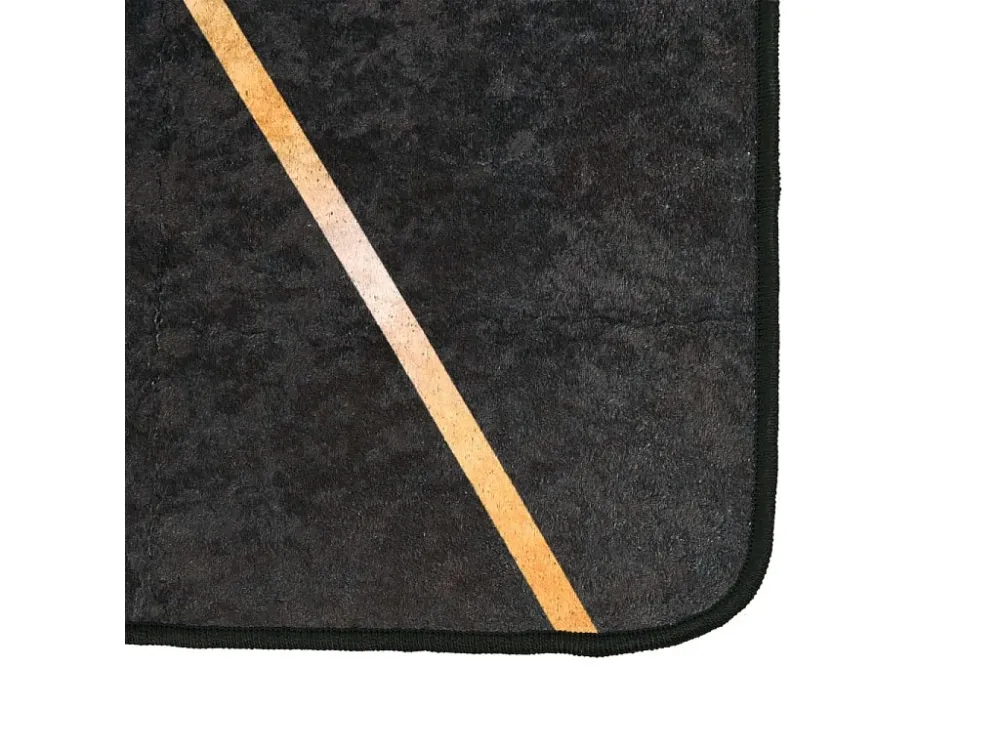 Topper de Memória Tapete lavável antiderrapante 160x230 cm preto e dourado