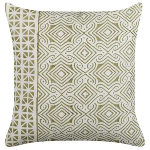 Cotton Cushion Oriental Pattern 45x45 cm Green and White LARICS