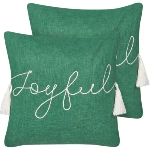Set 2 Cotton Cushions 45 x 45 cm Green ELETTARIA