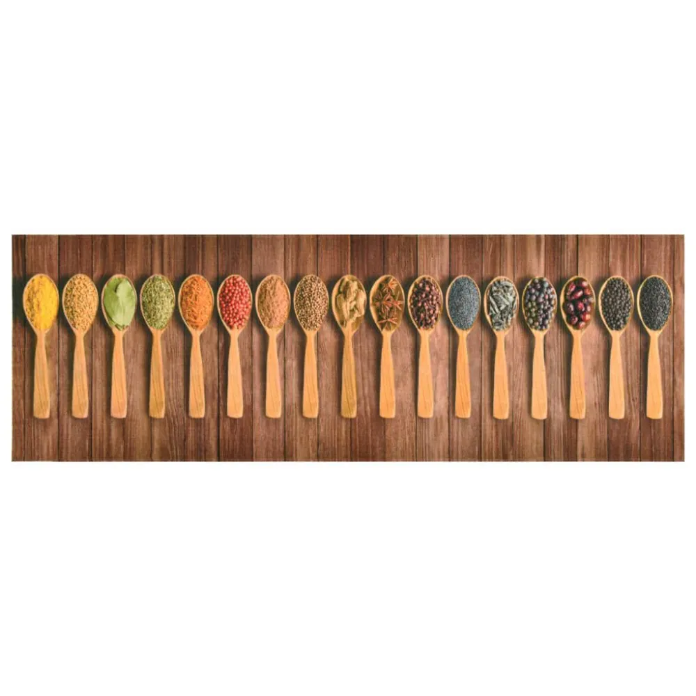 Tapete de cozinha lavável com design de colheres 60x300 cm Resistente Manchas