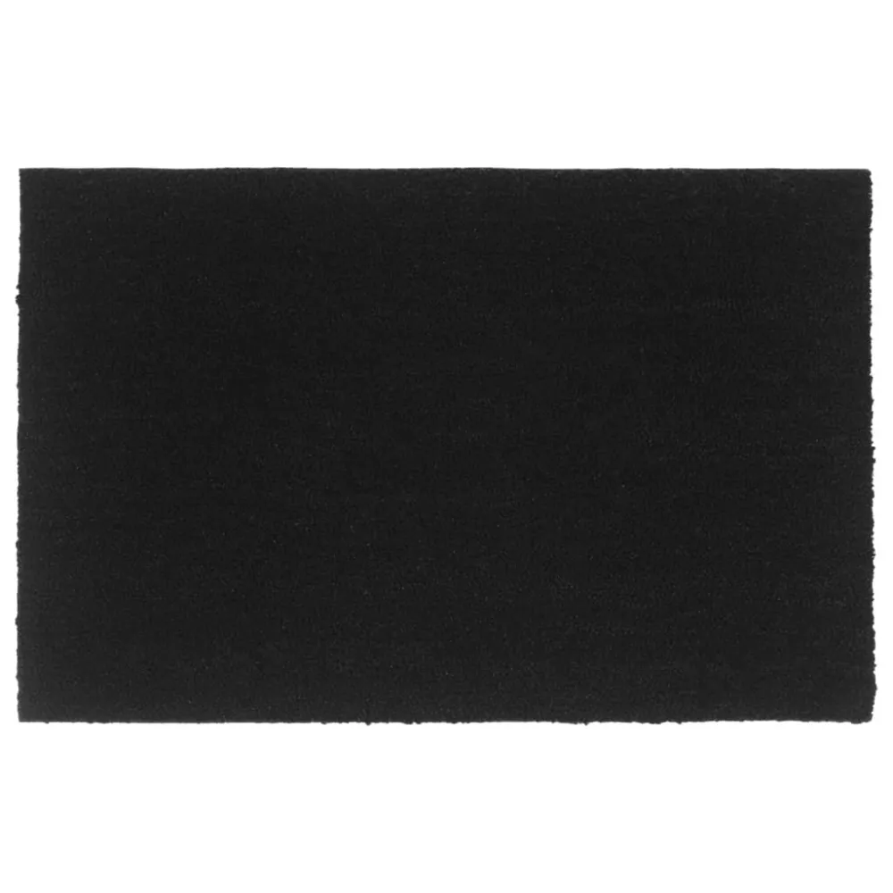 Tapete de porta 65x100 cm fibra de coco tufada preto com Base de Borracha
