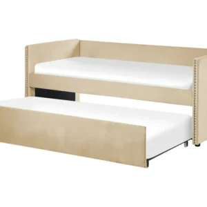Cama dupla veludo creme 90 x 200 cm TROYES com Toque Macio