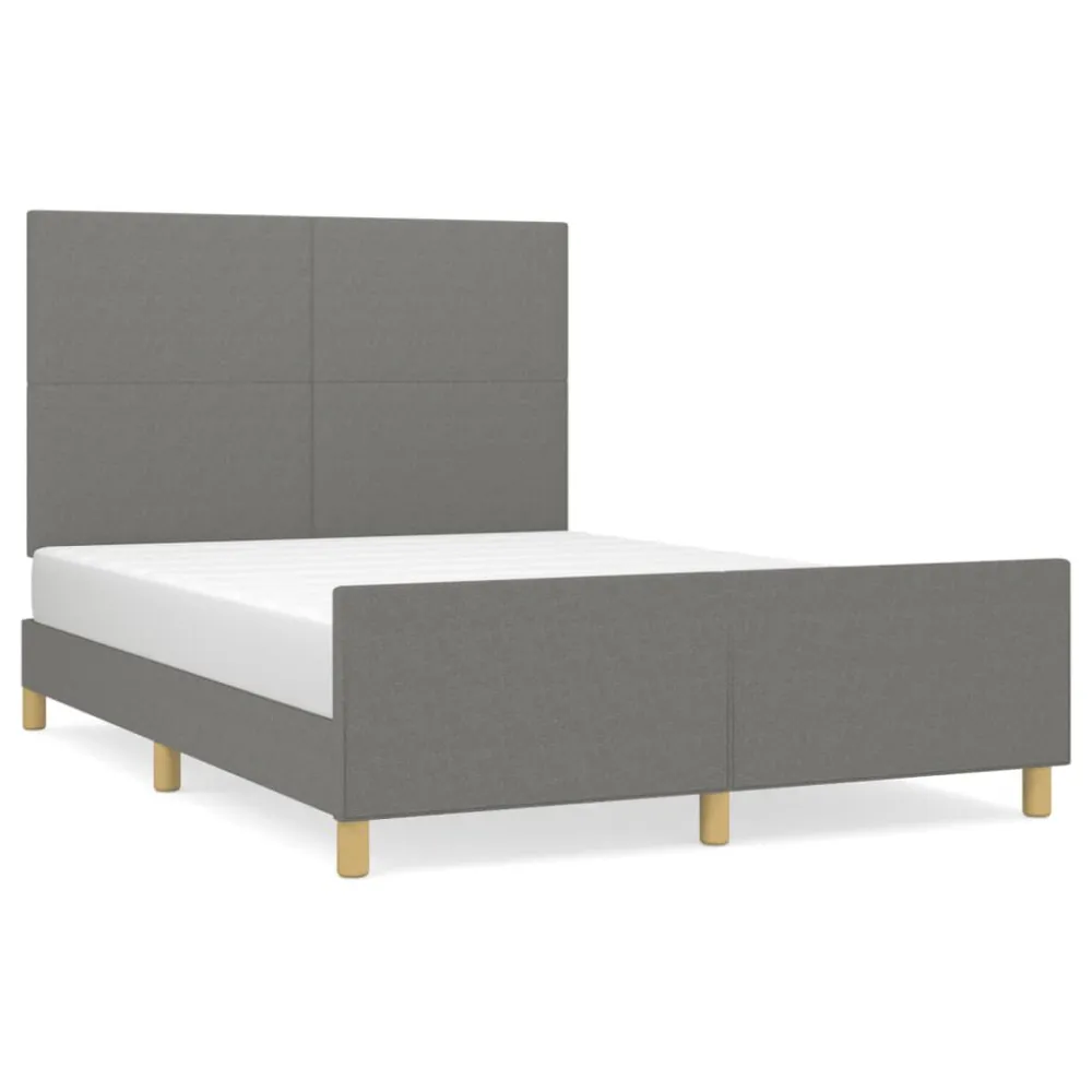 Certificado Hipoaergênico Estrutura de cama sem colchão 140x200 cm tecido cinzento-escuro