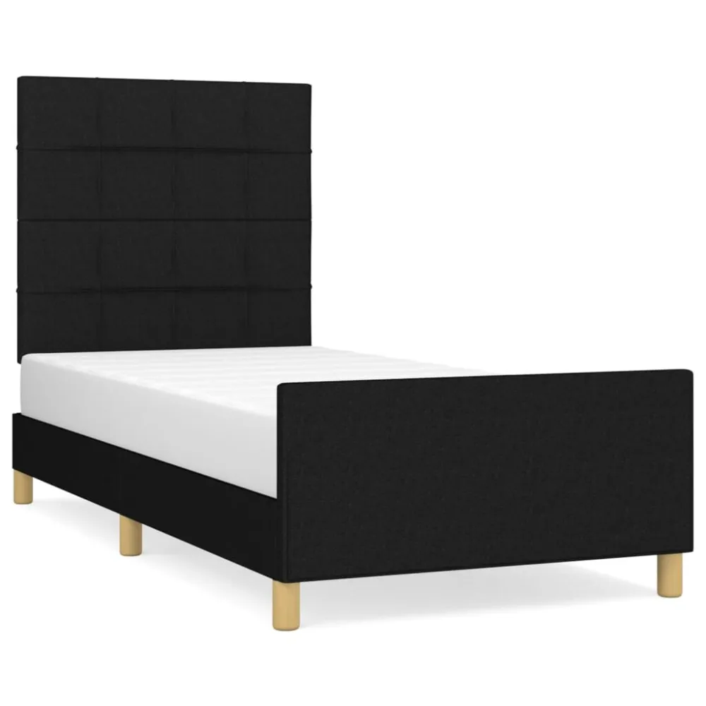 Estrutura de cama sem colchão 100x200 cm tecido preto para Alergias