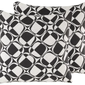 Set 2 Cotton Cushions Geometric Pattern 45 x 45 cm Carvão and White KOTURE