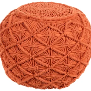 Cotton Macrame Pouffe Orange BERKANE