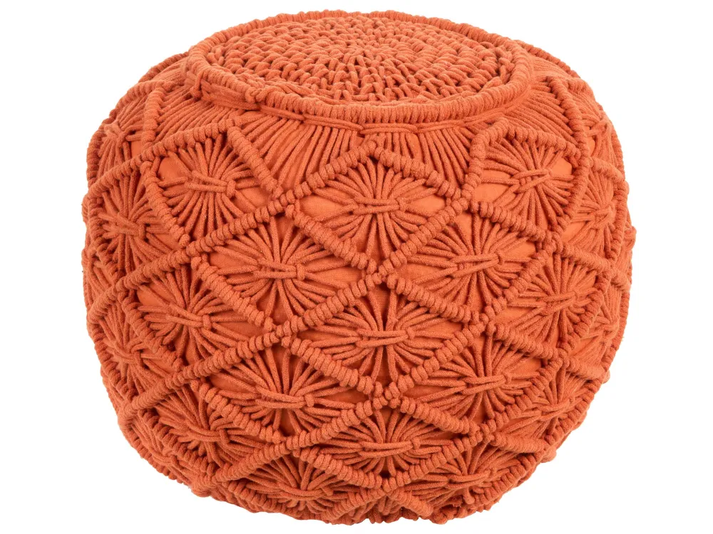 Cotton Macrame Pouffe Orange BERKANE