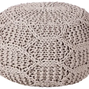 Cotton Macrame Pouffe Taupe TRIMAN