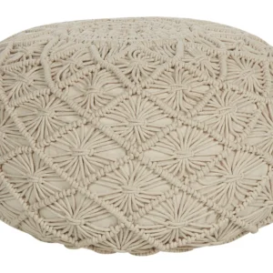 Pufe algodão macramé creme 50 x 30 cm BERKANE para Quarto Infantil