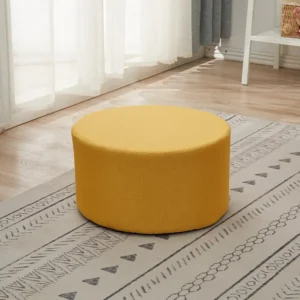 Banco estofado de tecido de madeira Amarelo Contemporâneo 25x45x45