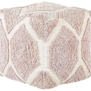 Cadeira Gamer Ergonômica Pufe em algodão rosa pastel e creme 40 x 40 cm ROJHAN