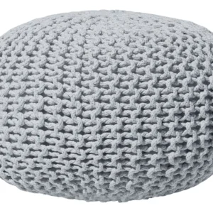 Cotton Knitted Pouffe 40 x 25 cm Light Grey CONRAD