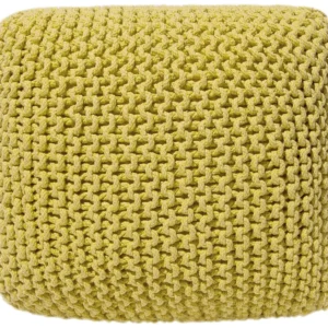 Cotton Knitted Pouffe 50 x 50 Limão CONRAD