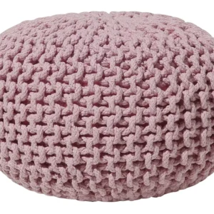 Cotton Knitted Pouffe 40 x 25 cm Pink CONRAD