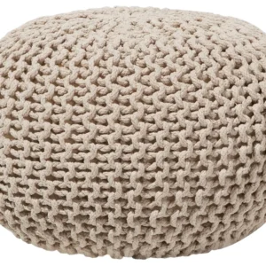 Cotton Knitted Pouffe 50 x 35 cm Tom neutro CONRAD