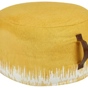 Cotton Pouffe 50 x 30 cm Yellow and White KAWAI