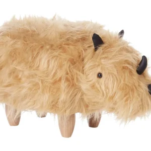 Faux Fur Animal Stool Sand Cor creme WOOLLY