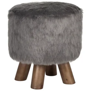 Faux Fur Stool Grey IOWA | Ergonômico | Ajustável
