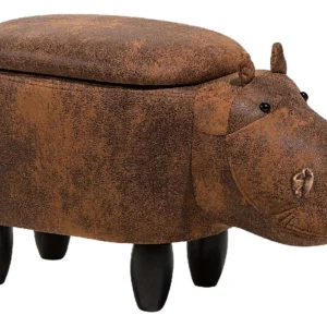Faux Leather Storage Animal Stool Café HIPPO