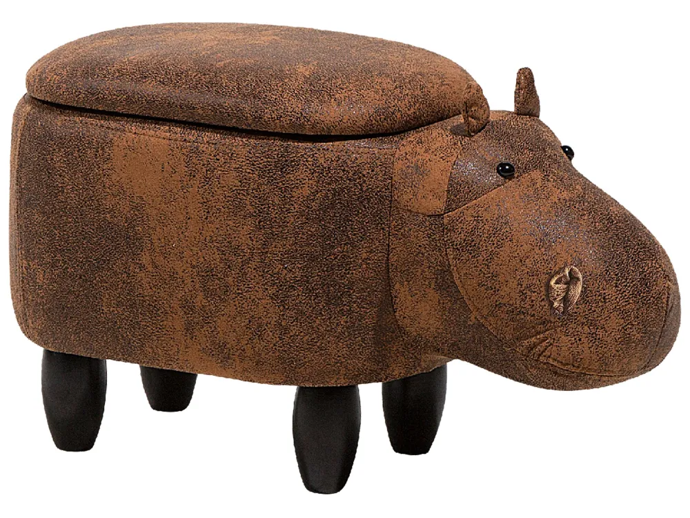 Faux Leather Storage Animal Stool Café HIPPO
