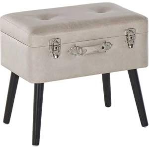 Faux Leather Storage Stool Beige MALLARD